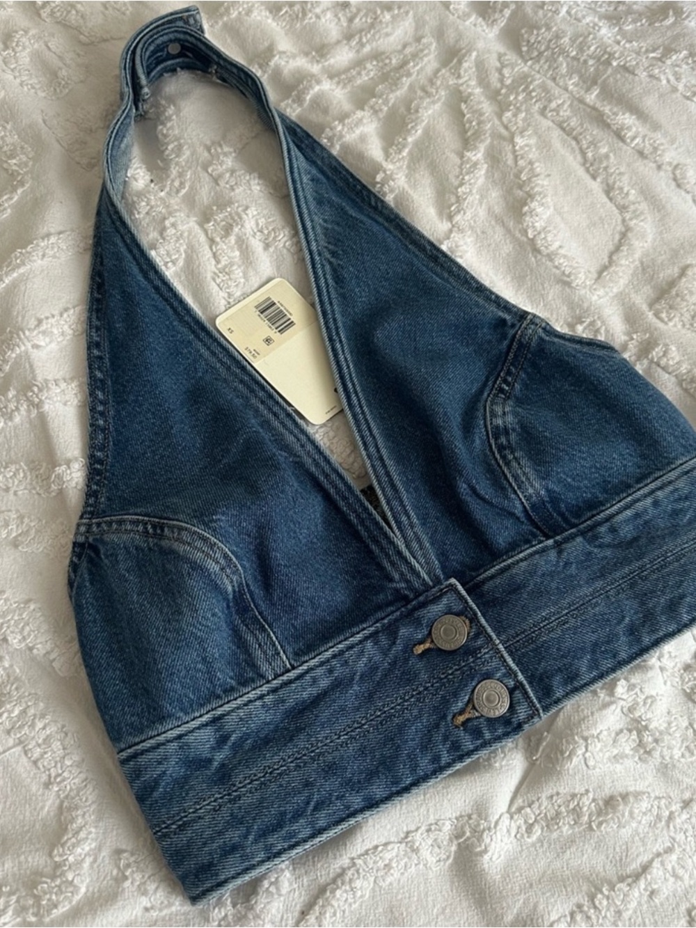 Levi's Dark Blue Denim Halter Crop Top